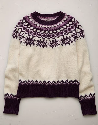 AE77 Premium Shrunken Fair Isle Cocoon Sweater