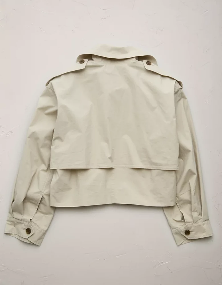 AE77 Premium Cropped Utility Trench Coat