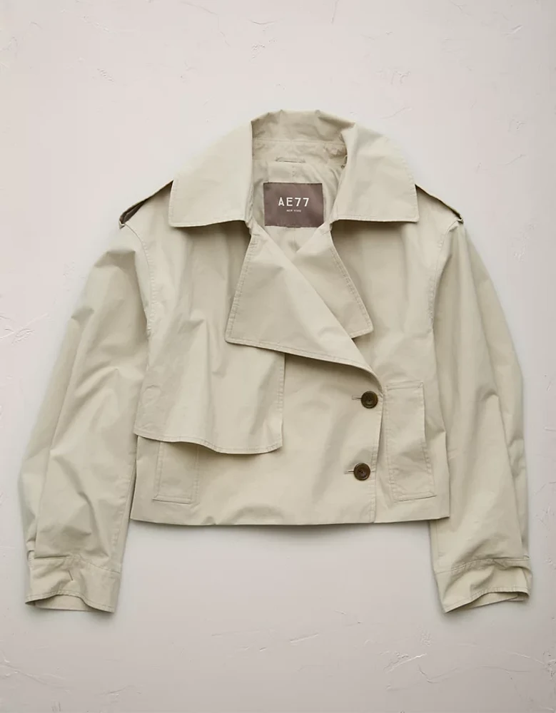 AE77 Premium Cropped Utility Trench Coat