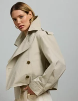 AE77 Premium Cropped Utility Trench Coat