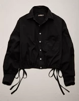 AE77 Premium Poplin Long-Sleeve Button-Up Bubble Shirt