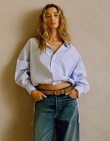 AE77 Premium Poplin Long-Sleeve Button-Up Bubble Shirt