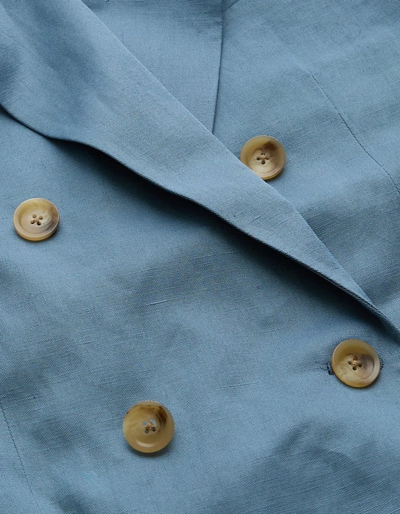 AE77 Premium Linen-Silk Blend Double-Breasted Blazer