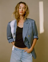 AE77 Premium Linen-Silk Blend Double-Breasted Blazer