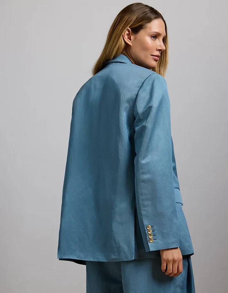 AE77 Premium Linen-Silk Blend Double-Breasted Blazer
