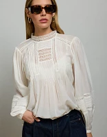 AE77 Premium Lace Peasant Blouse