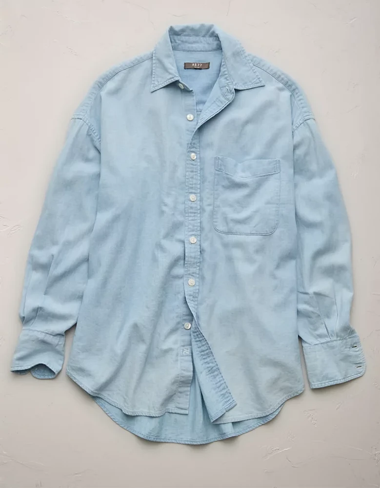 AE77 Premium Denim Boyfriend Shirt