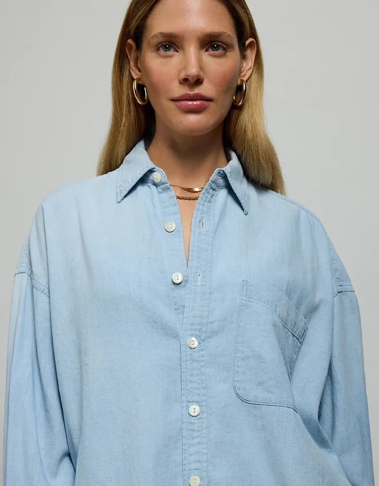 AE77 Premium Denim Boyfriend Shirt