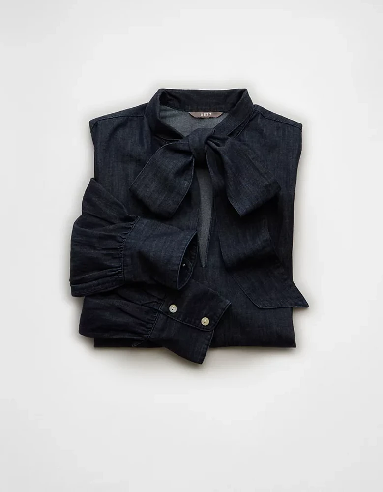 Blouse à boucle en denim haut de gamme AE77