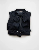 Blouse à boucle en denim haut de gamme AE77