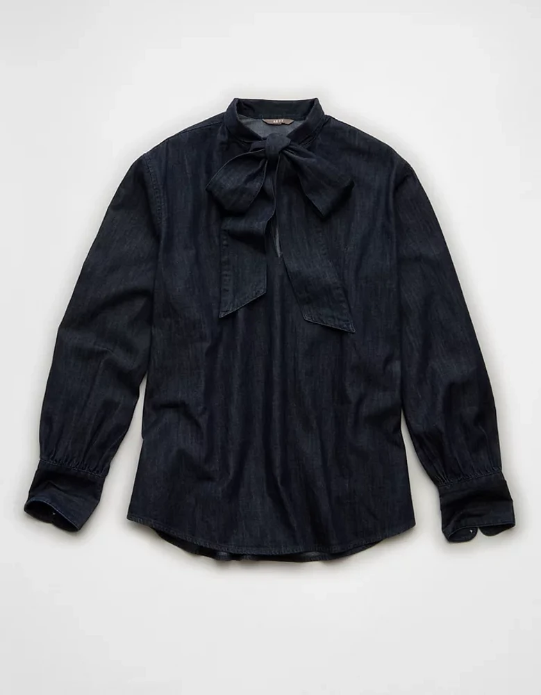 Blouse à boucle en denim haut de gamme AE77