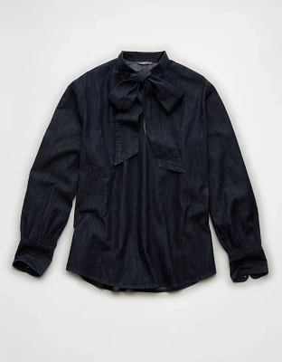 Blouse à boucle en denim haut de gamme AE77