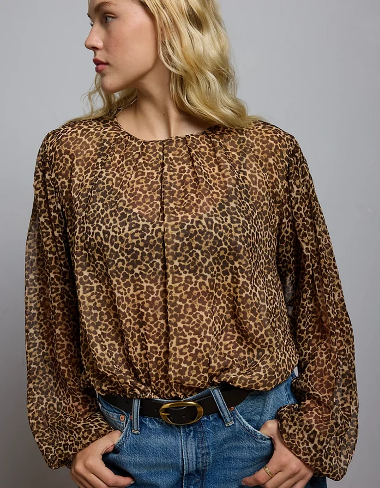 Blouse bulle en soie haut de gamme AE77