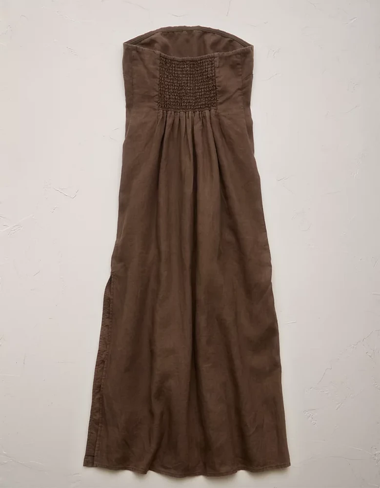 AE77 Premium Strapless Linen Midi Dress