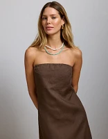 AE77 Premium Strapless Linen Midi Dress