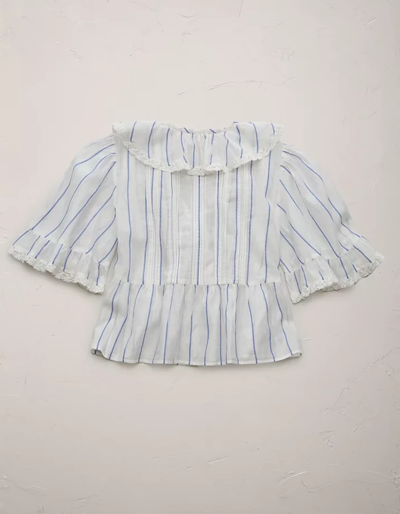 Blouse à encolure en V et volants haut de gamme AE77