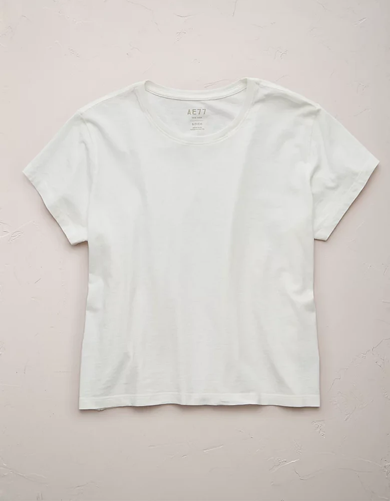 T-shirt droit court à col rond haut de gamme AE77