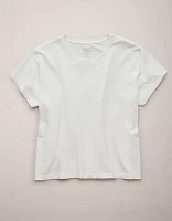 T-shirt droit court à col rond haut de gamme AE77