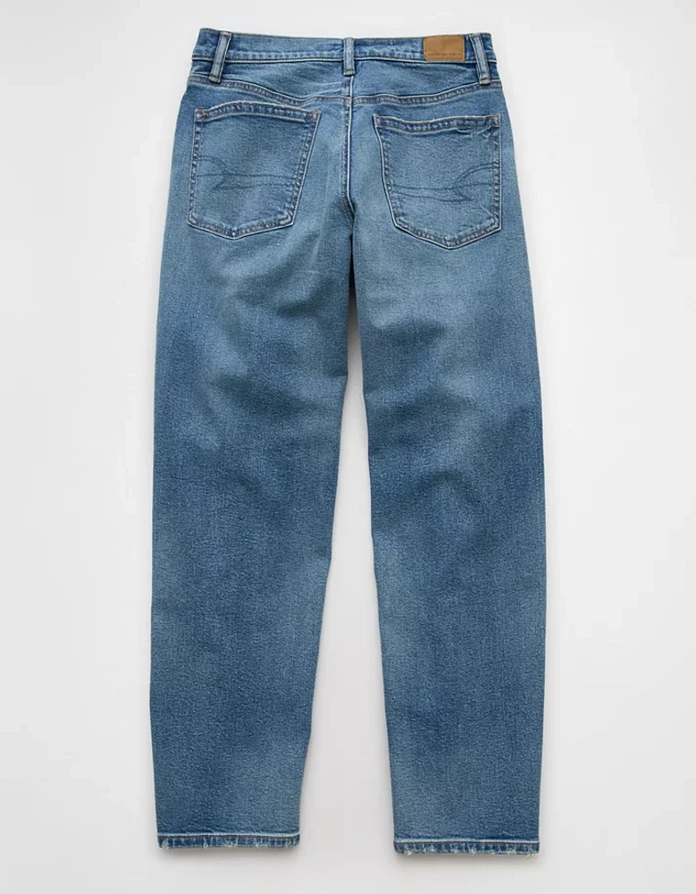 Jean coupe tonneau ample à taille basse extensible et rigide AE