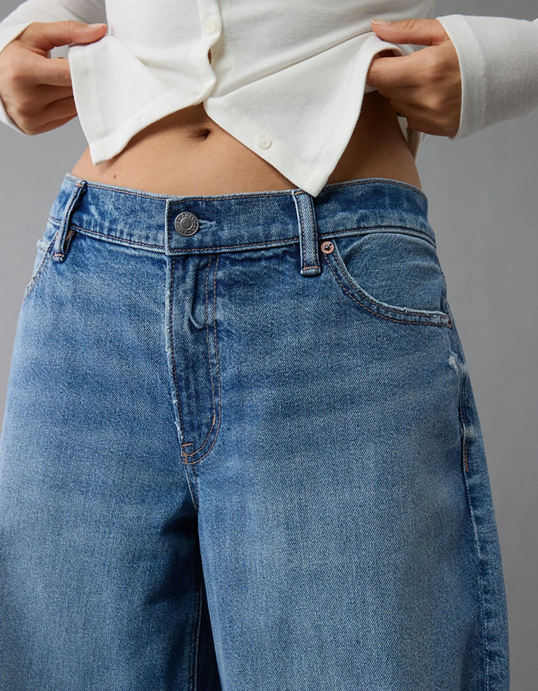Jean coupe tonneau ample à taille basse extensible et rigide AE