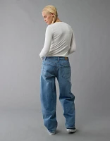 Jean coupe tonneau ample à taille basse extensible et rigide AE