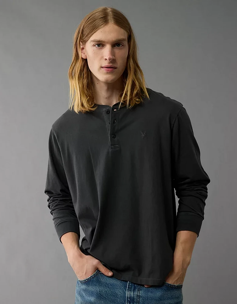 AE Long-Sleeve Henley T-Shirt