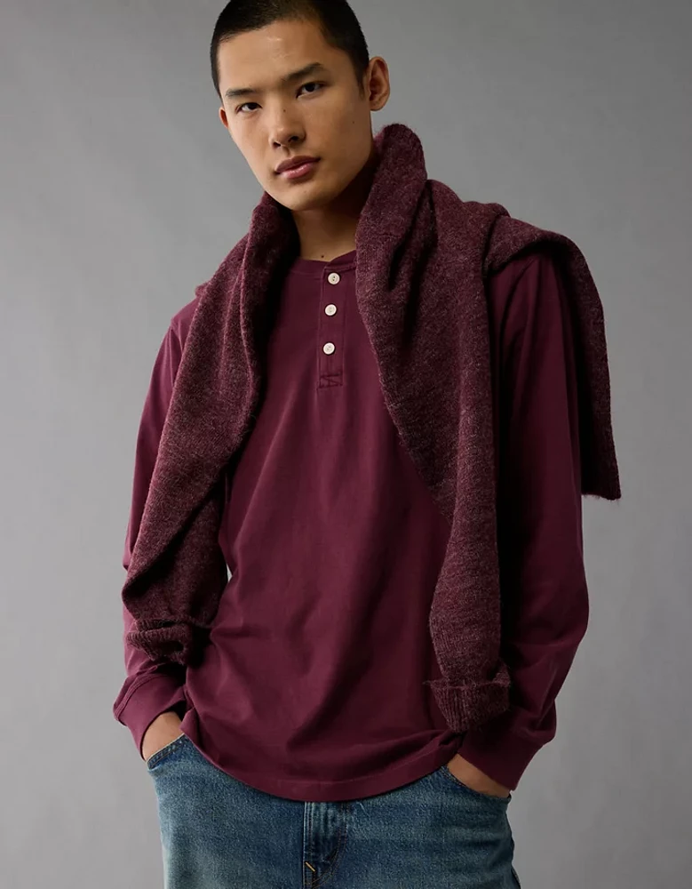 AE Long-Sleeve Henley T-Shirt