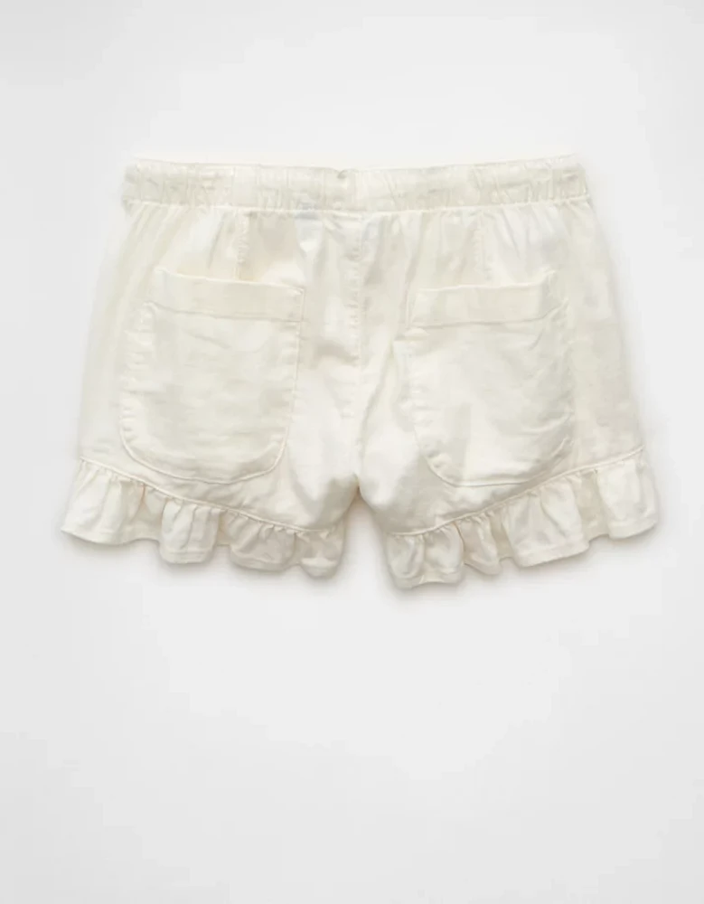 AE Stretch Linen-Blend Ruffle Short