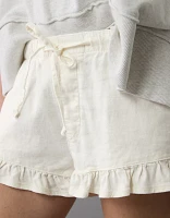 Short à volants en mélange de lin extensible AE