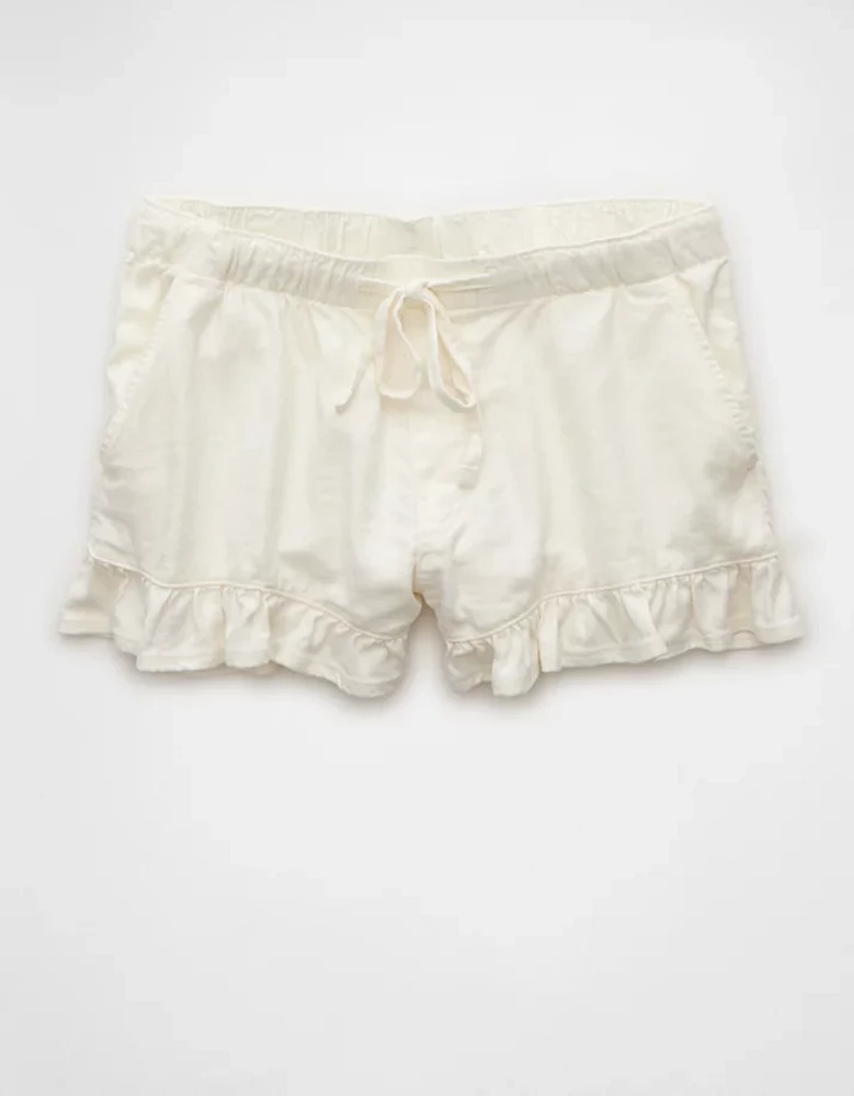 AE Stretch Linen-Blend Ruffle Short