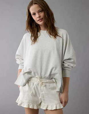 Short à volants en mélange de lin extensible AE