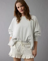 Short à volants en mélange de lin extensible AE
