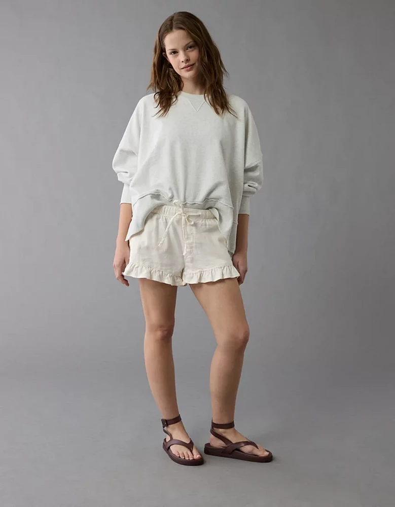 AE Stretch Linen-Blend Ruffle Short