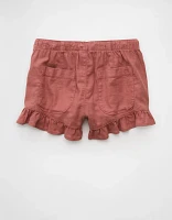 AE Stretch Linen-Blend Ruffle Short