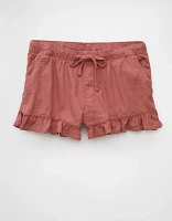 AE Stretch Linen-Blend Ruffle Short