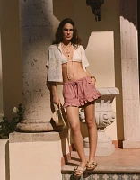 AE Stretch Linen-Blend Ruffle Short