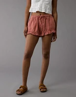AE Stretch Linen-Blend Ruffle Short