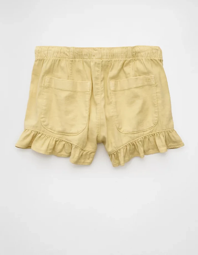 AE Stretch Linen-Blend Ruffle Short