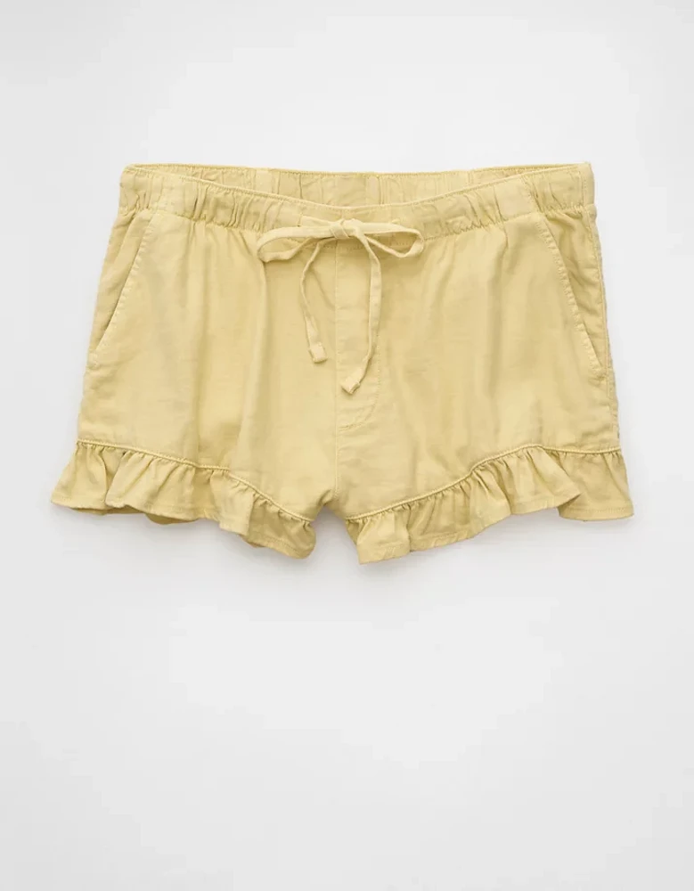 AE Stretch Linen-Blend Ruffle Short