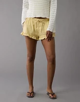 AE Stretch Linen-Blend Ruffle Short
