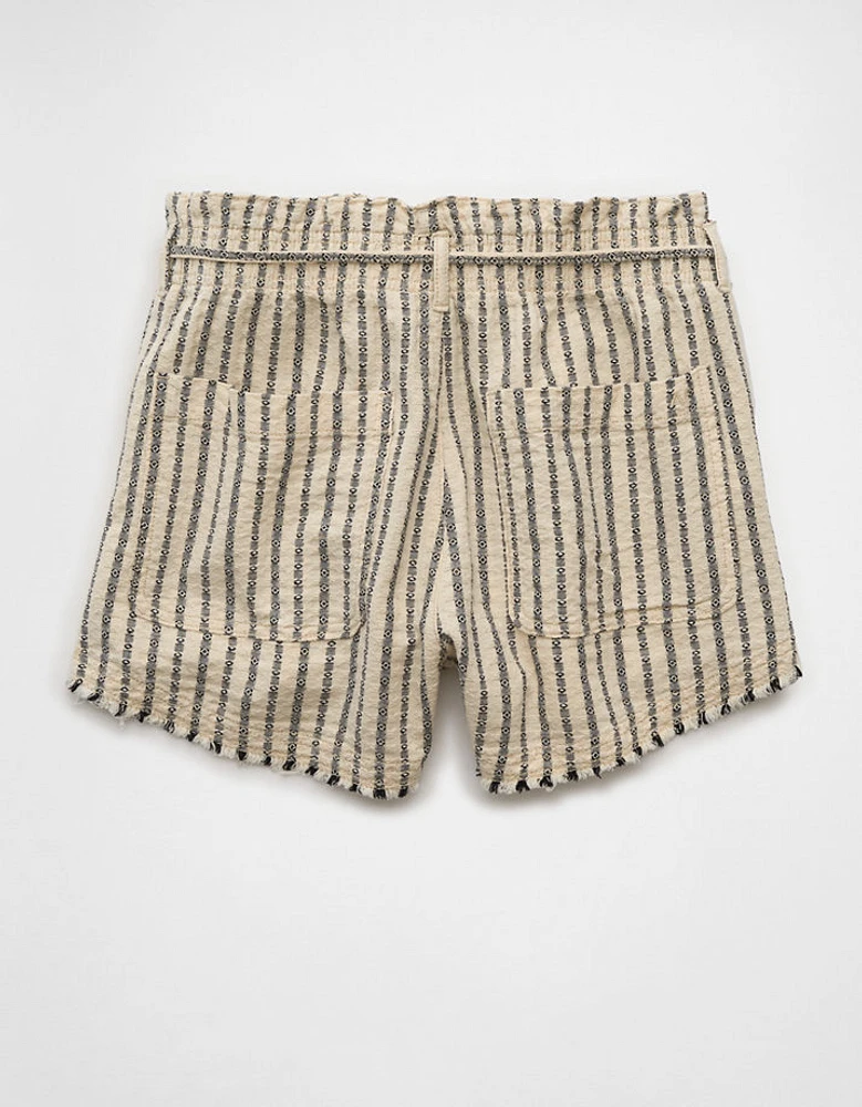 Short rayé à taille froncée très haute AE