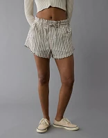 Short rayé à taille froncée très haute AE