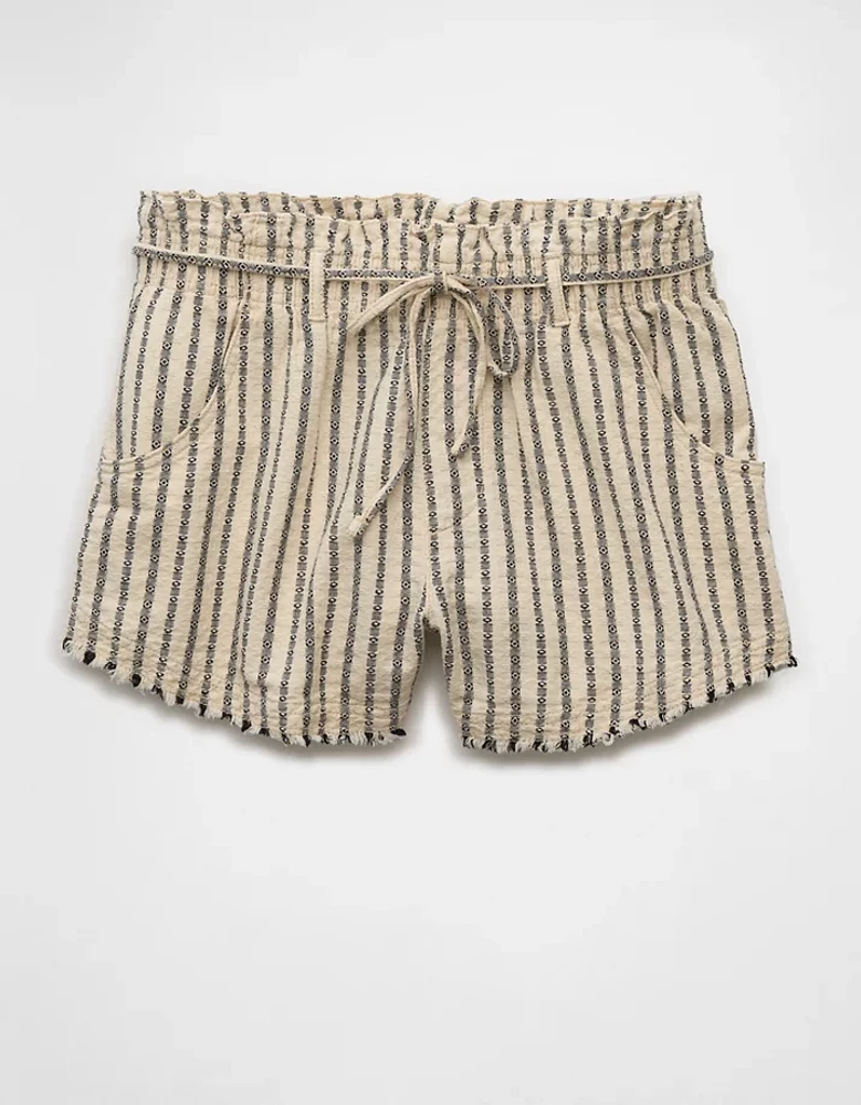 Short rayé à taille froncée très haute AE
