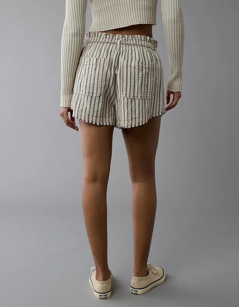Short rayé à taille froncée très haute AE