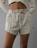 Short rayé à taille froncée très haute AE
