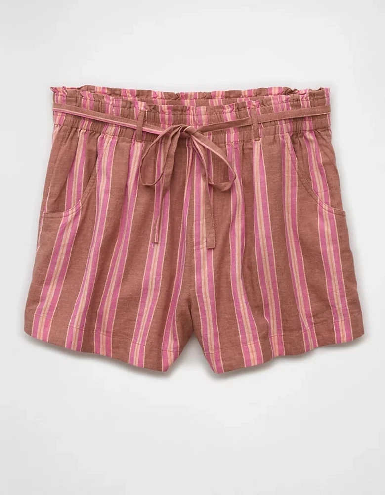 Short rayé à taille haute en tricot mélange de lin Vive le soleil AE