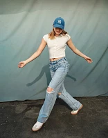 Jean-cigarette déchiré à taille haute rigide et extensible AE