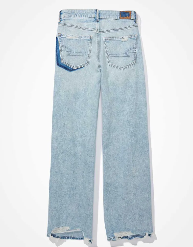 American Eagle Juniors Strigid Curvy Super High Waisted Ripped Baggy  Straight Jeans, Jeans, Clothing & Accessories