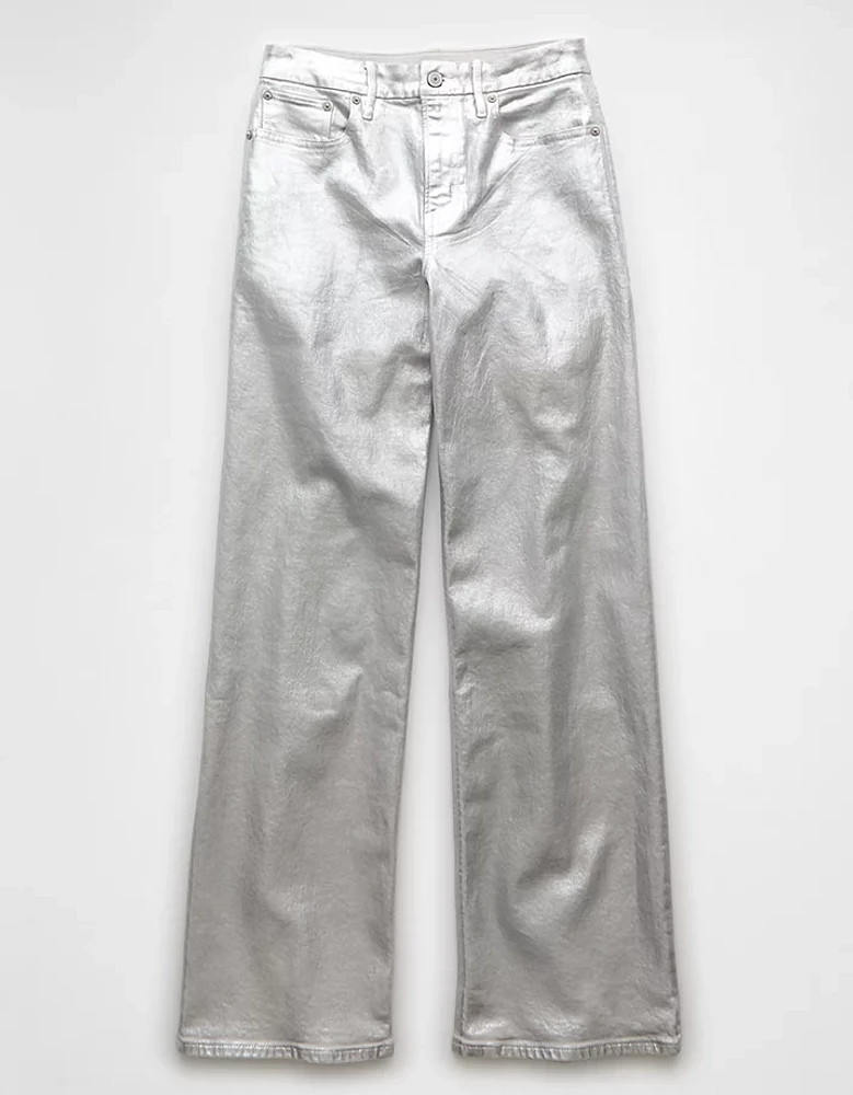 AE Stretch Curvy Metallic Super High-Waisted Baggy Straight Jean