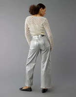 AE Stretch Curvy Metallic Super High-Waisted Baggy Straight Jean